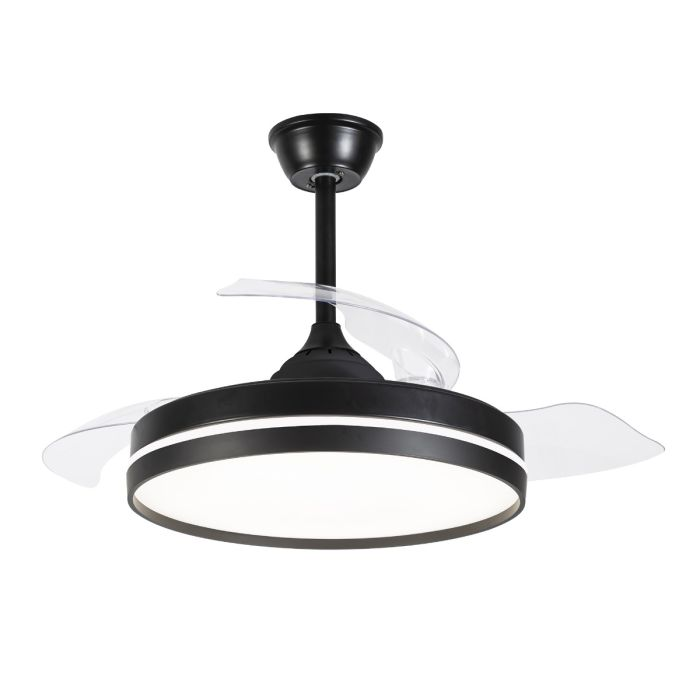 VENTILADOR DE TECHO DC NEGRO LUZ LED 3 ASPAS RETRÁCTIL, KUKEN