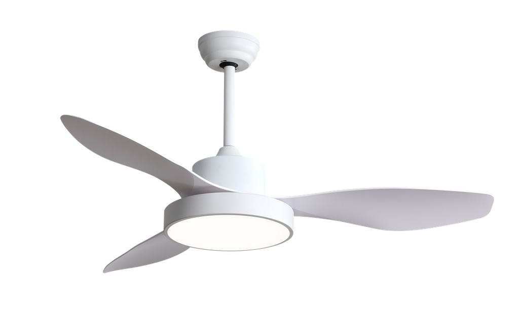 VENTILADOR DC HAYATE 48W 4080LM 3 ASP 39/54X120X120CM 3000-4000-6000K CONTROL REMOTO, BLANCO / MARRON / CUERO / NIQUEL / BLANCO/HAYA, FABRILAMP